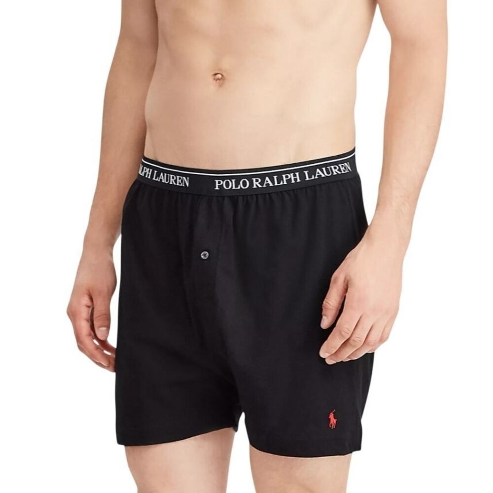 Polo Ralph Lauren Men's MD Black Classic Fit Cotton Knit Boxers Shorts B17-7